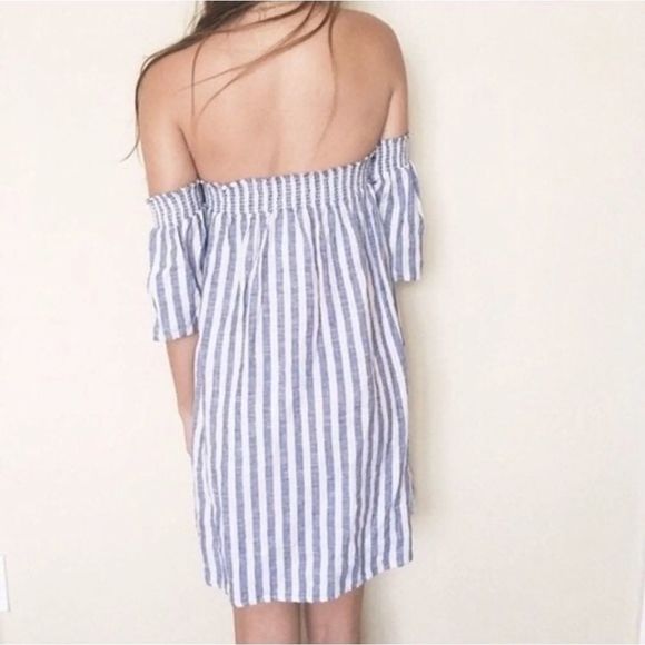 Cynthia Rowley Off the Shoulder 100% Linen Dress Size Small - Picture 2 of 7